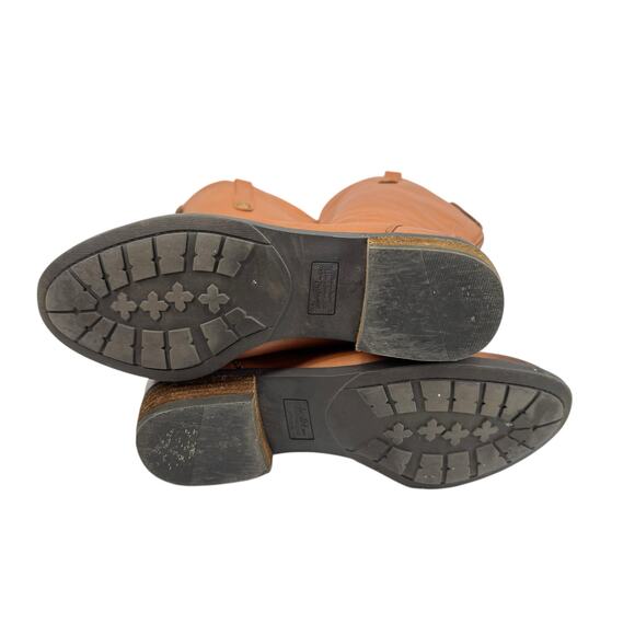 Sam Edelman Wide Penny Whiskey Brown Leather Tall Heeled Equestrian Riding Boots - Picture 12 of 12